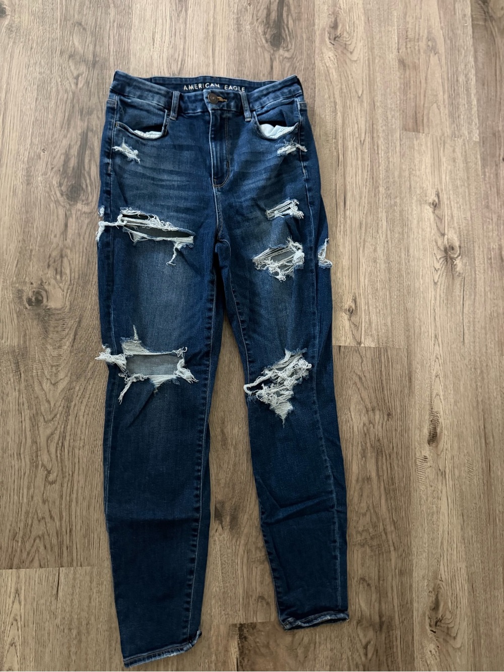 American Eagle Outfitters Dark Blue Ripped Skinny Jeans